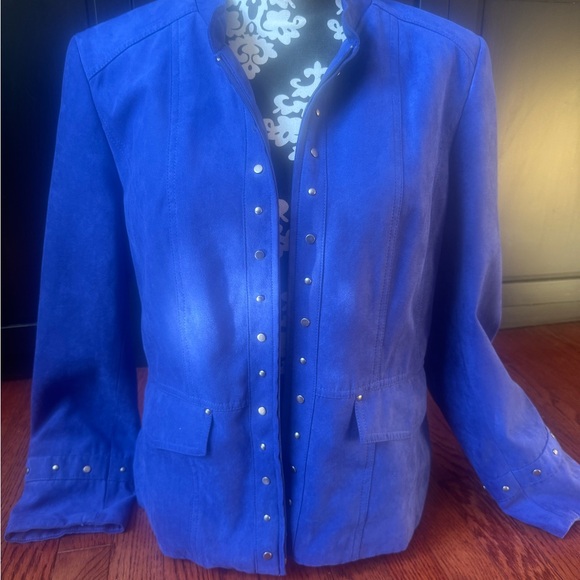 Womens cobalt blue microsuede blazer - Picture 5 of 7